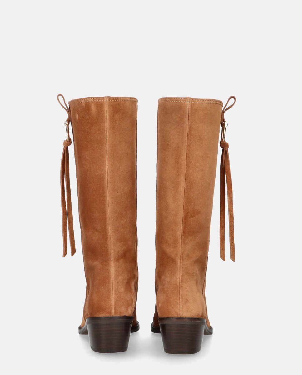 Botas Nashville em Camurça com Franjas Castanho-3