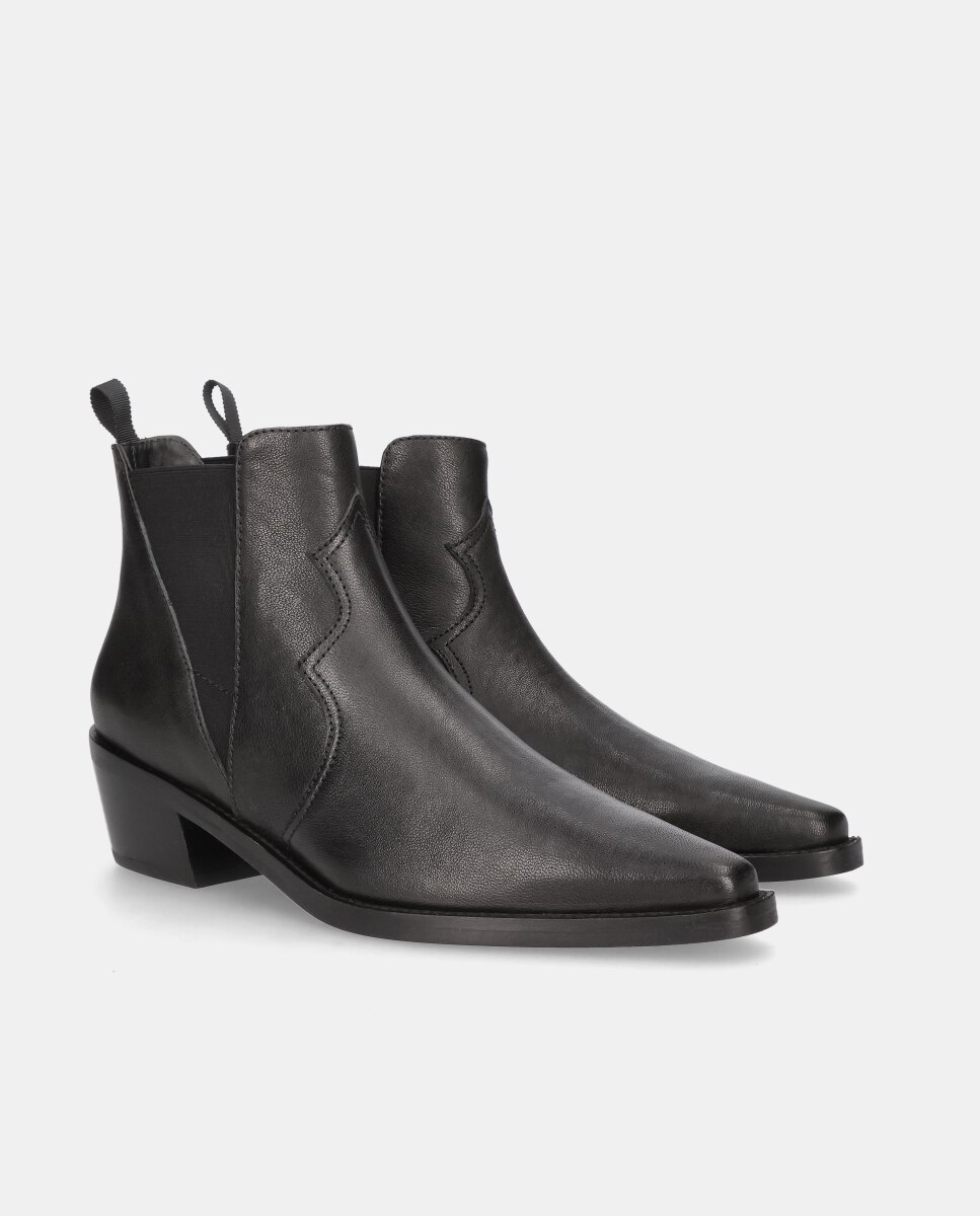 Botins Nashville Estilo Cowboy em Pele Preto-2