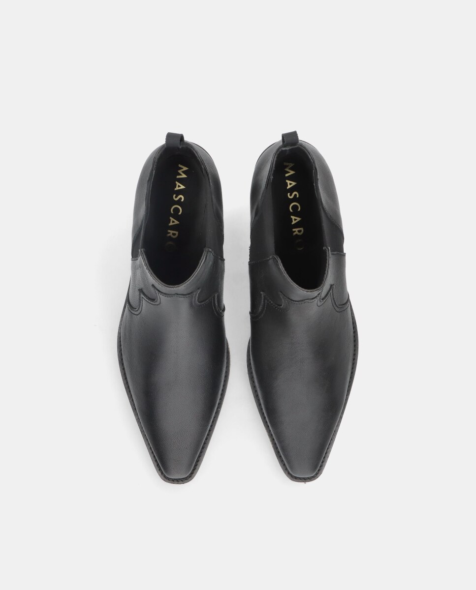 Botins Nashville Estilo Cowboy em Pele Preto-3