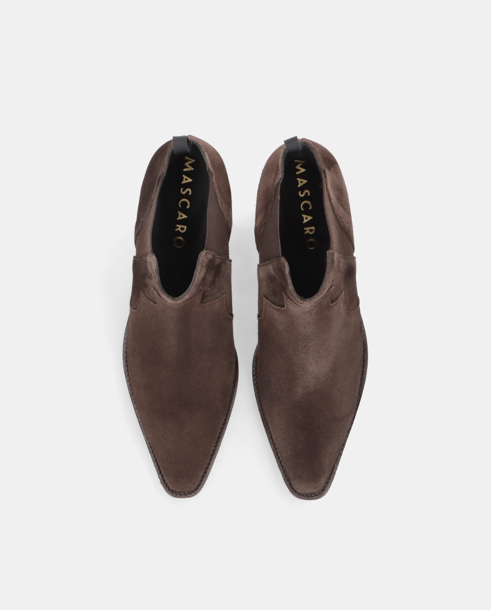 Botins Nashville Estilo Cowboy em Camurça Castanho-claro-3