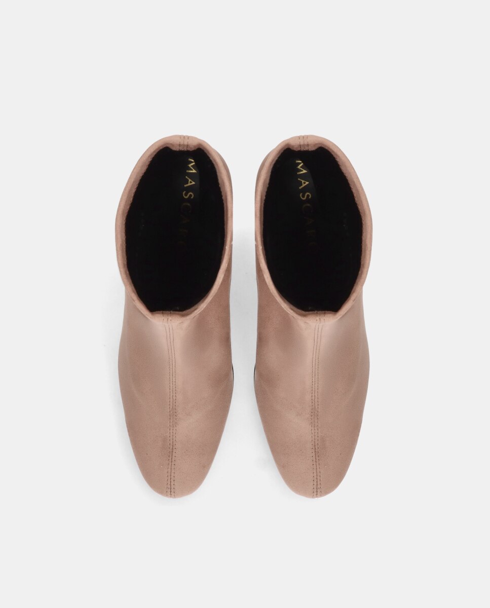 Botins Freja em Tecido Elástico Efeito Camurça Bege-3