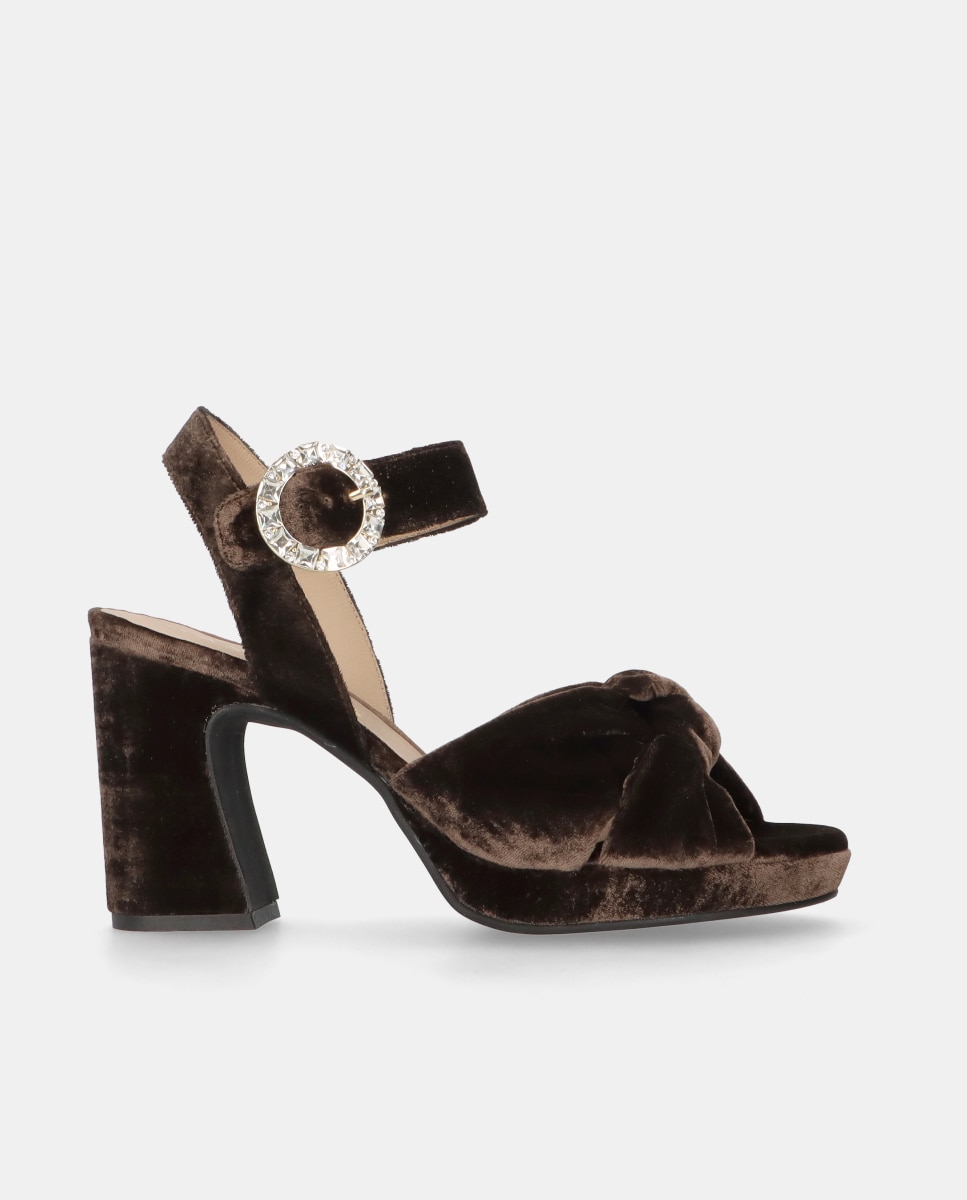 Sandálias Mary em Veludo Castanho-escuro-1