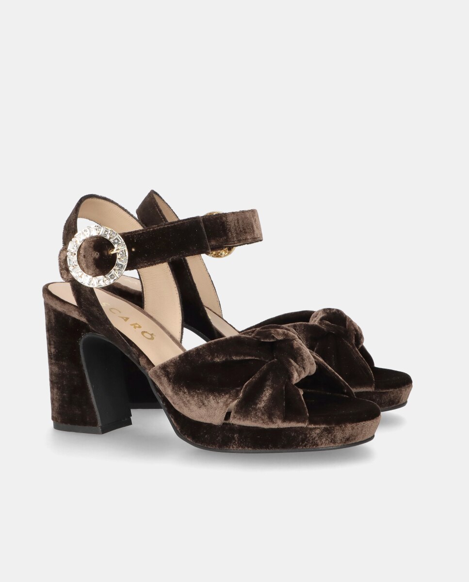 Sandálias Mary em Veludo Castanho-escuro-2