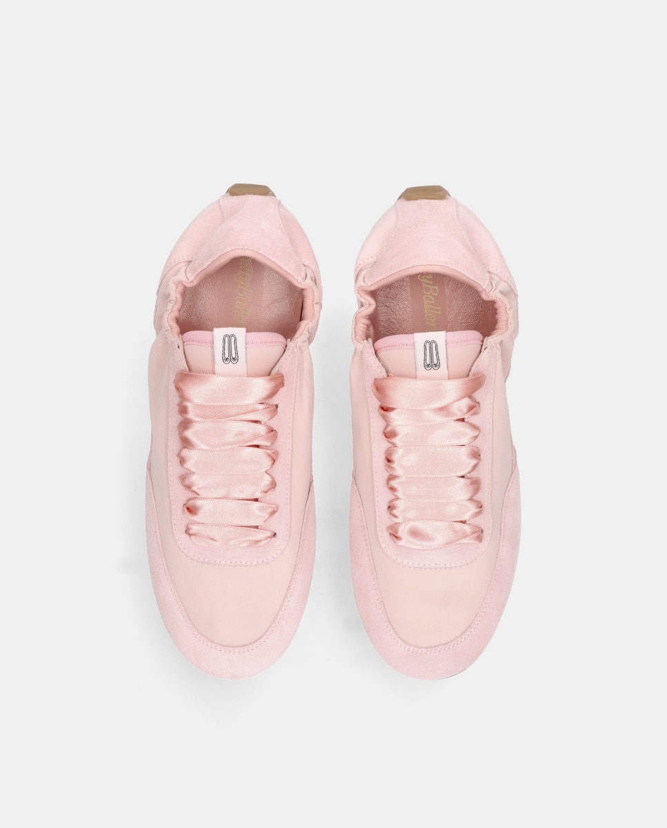 Sapatilhas Básicas Blue em Camurça e Nylon Rosa-claro-3