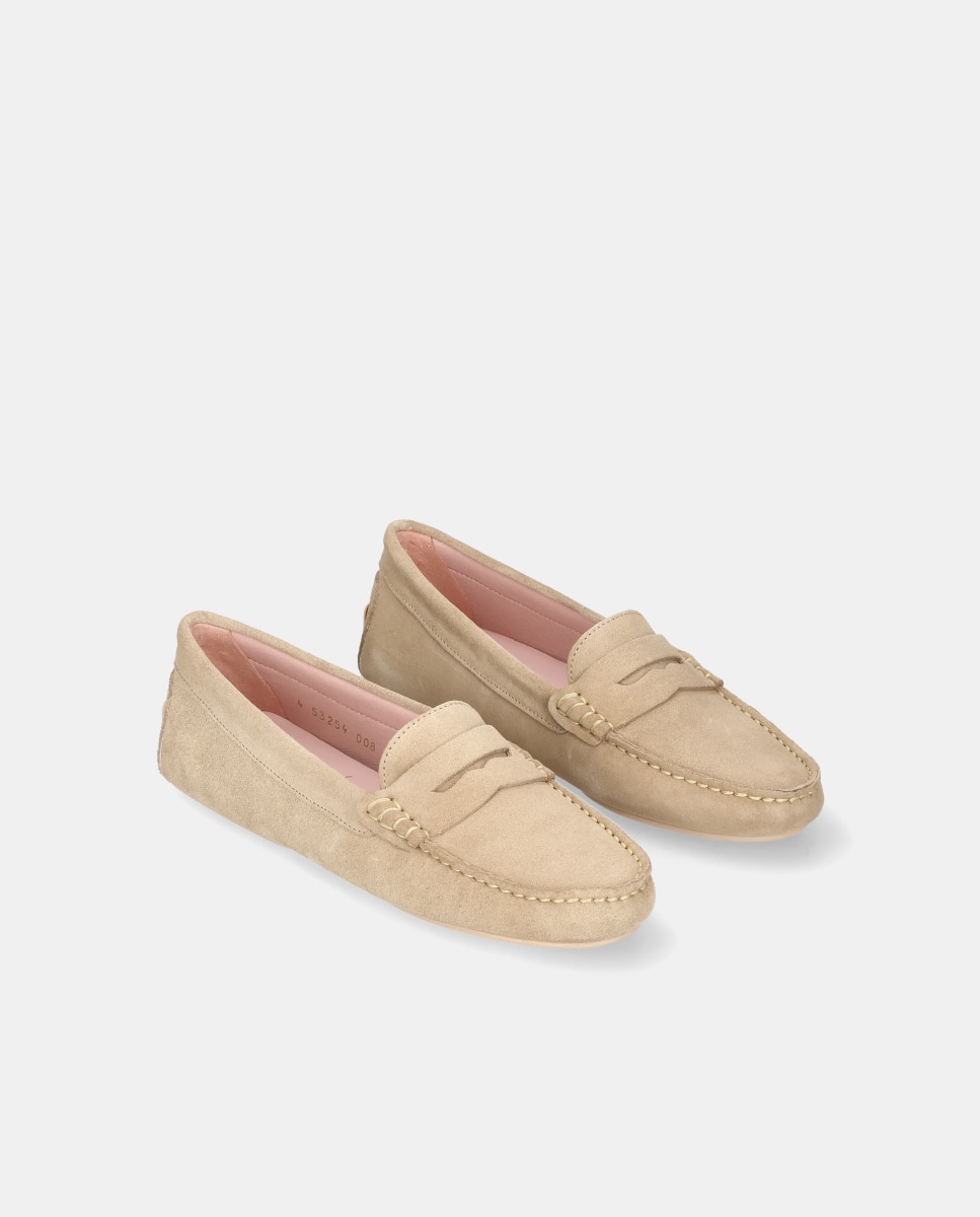 Mocassins Josephine em Camurça Bege-2