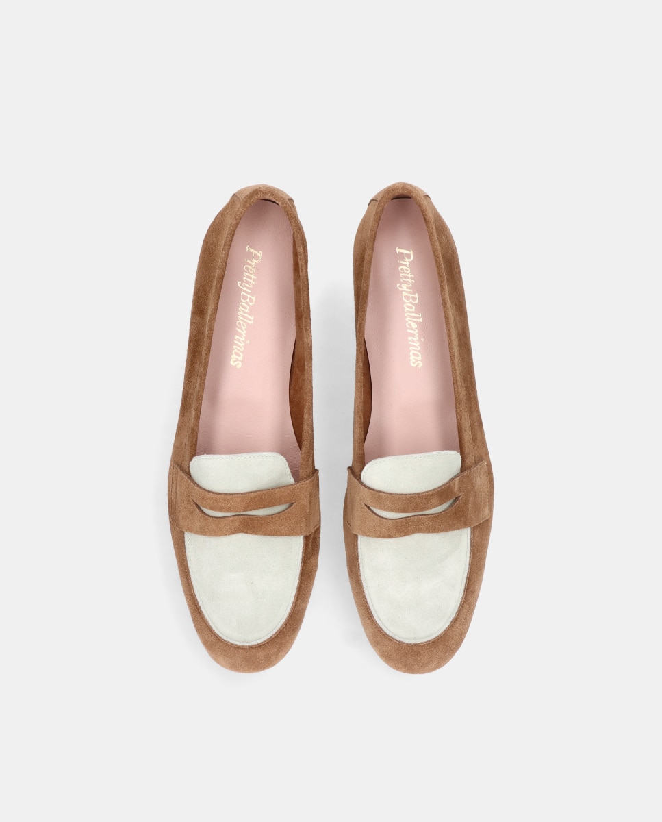 Mocassins Faye em Camurça Castanho / Branco gasto-3