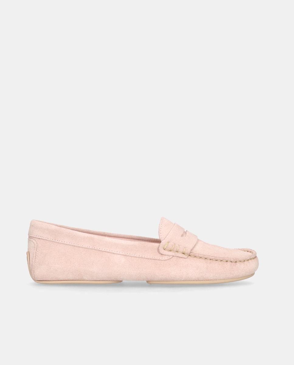 Mocassins Josephine em Camurça Rosa-claro-1
