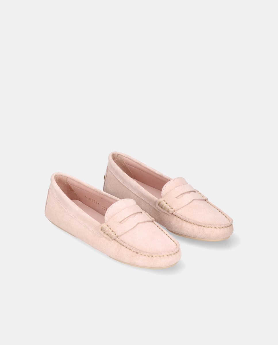 Mocassins Josephine em Camurça Rosa-claro-2