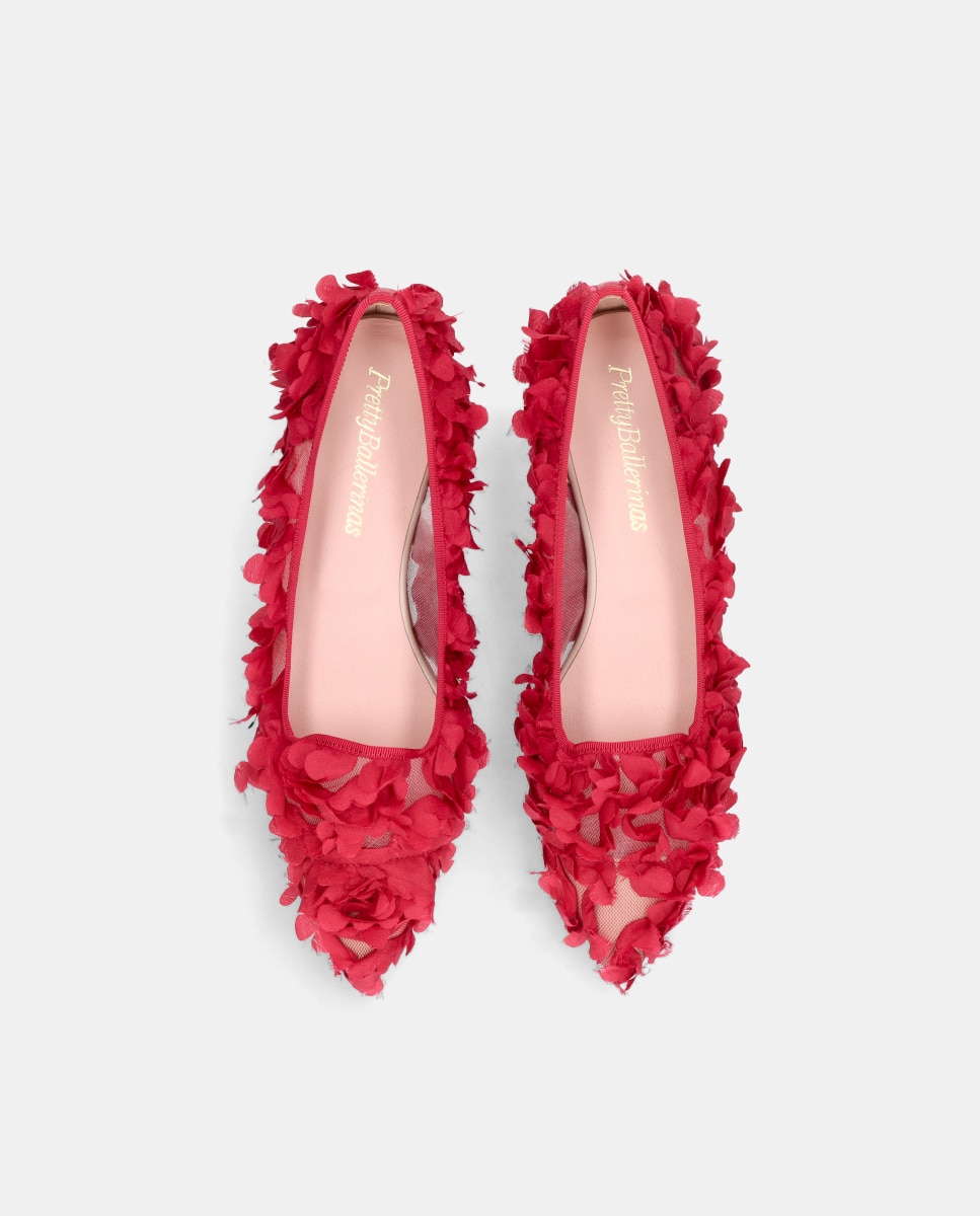Mocassins Ella em Rede com Pétalas de Tecido Vermelho-3