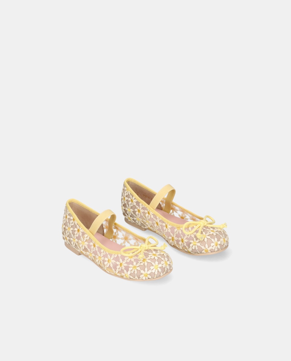 Sabrinas Hannah Infantil em Rede Transparente com Margaridas Amarelo-2