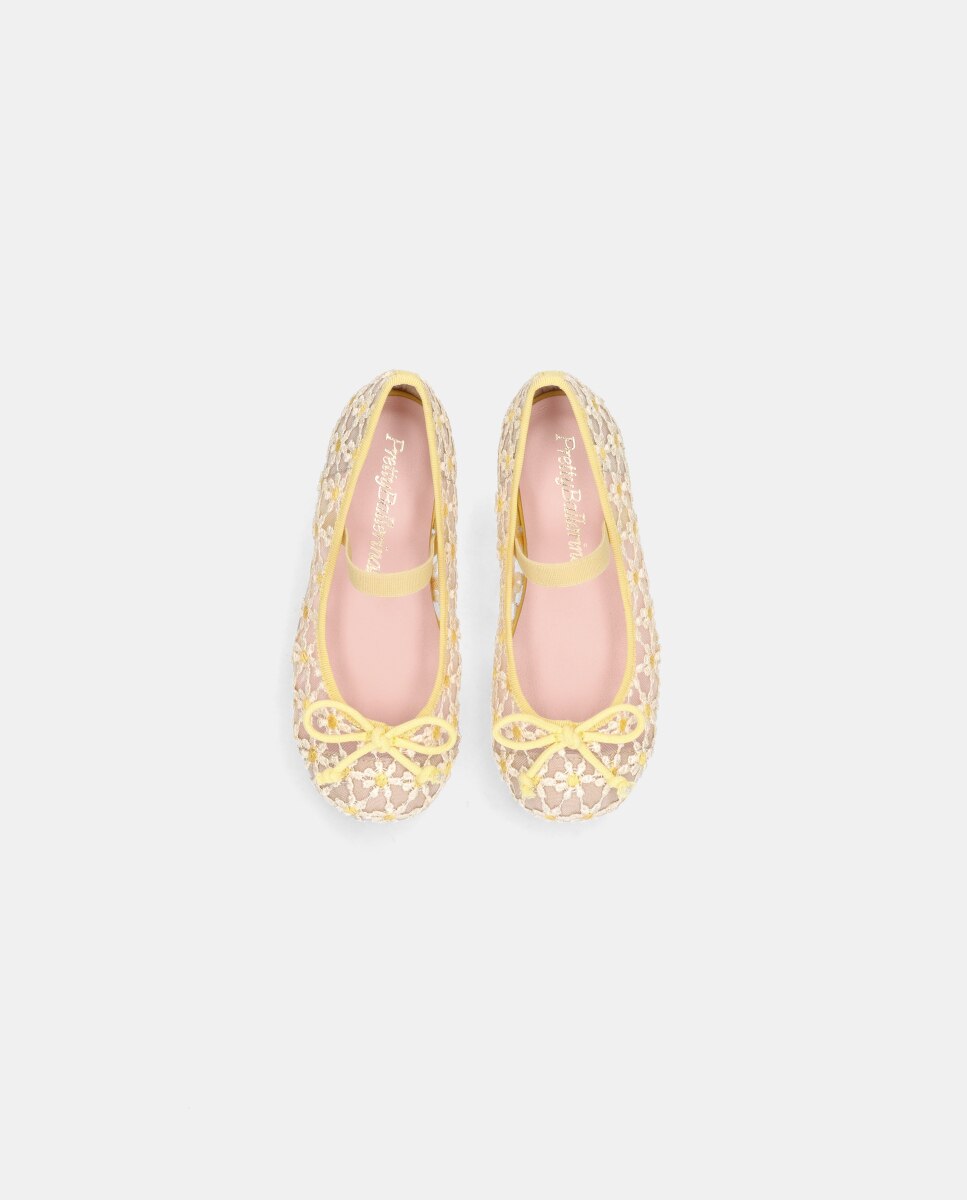 Sabrinas Hannah Infantil em Rede Transparente com Margaridas Pretty Ballerinas Amarelo-3