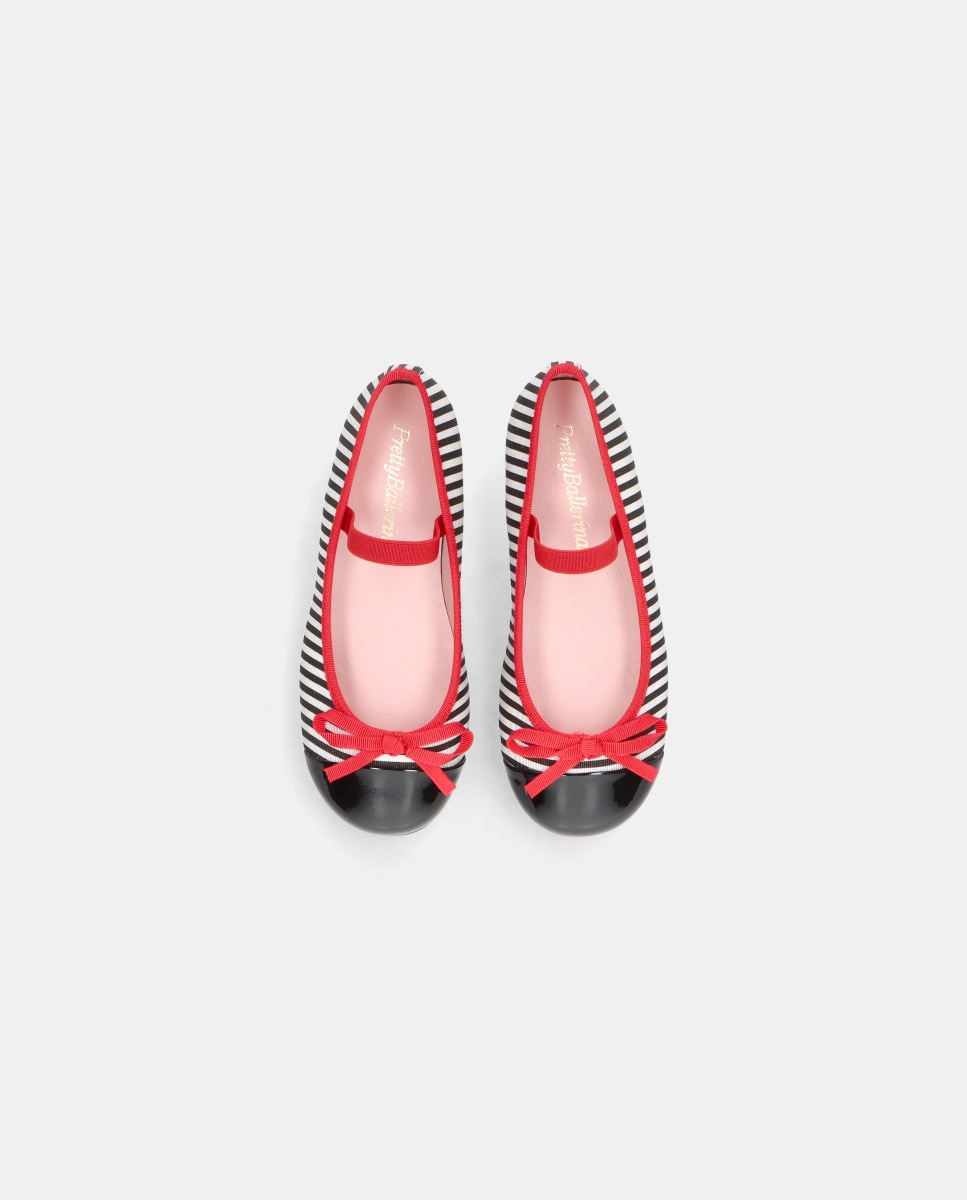 Sabrinas Hannah em Tecido e Verniz Preto / Branco / Vermelho-3