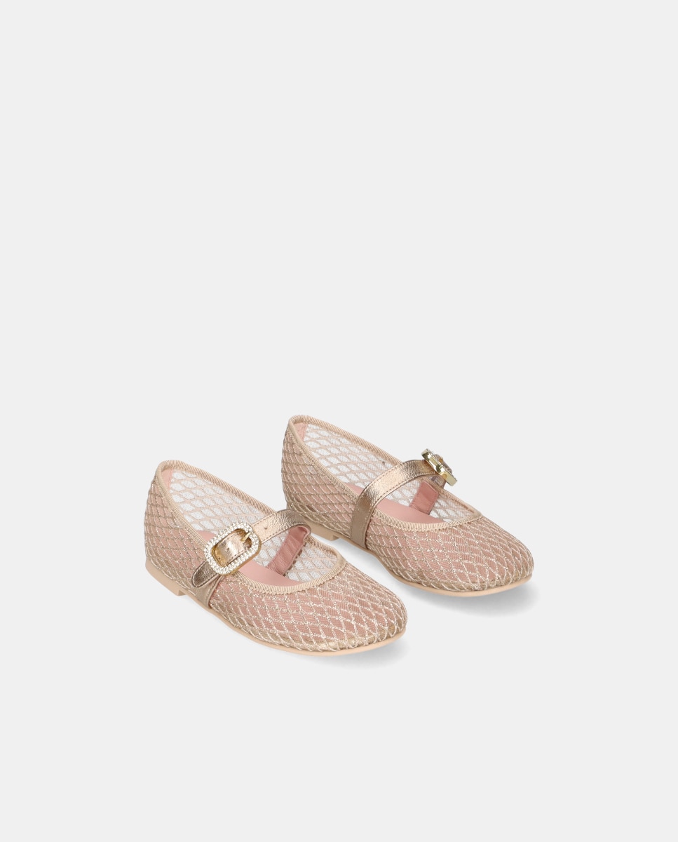 Sabrinas Hannah Infantil em Rede Brilhante Pretty Ballerinas Ouro-2