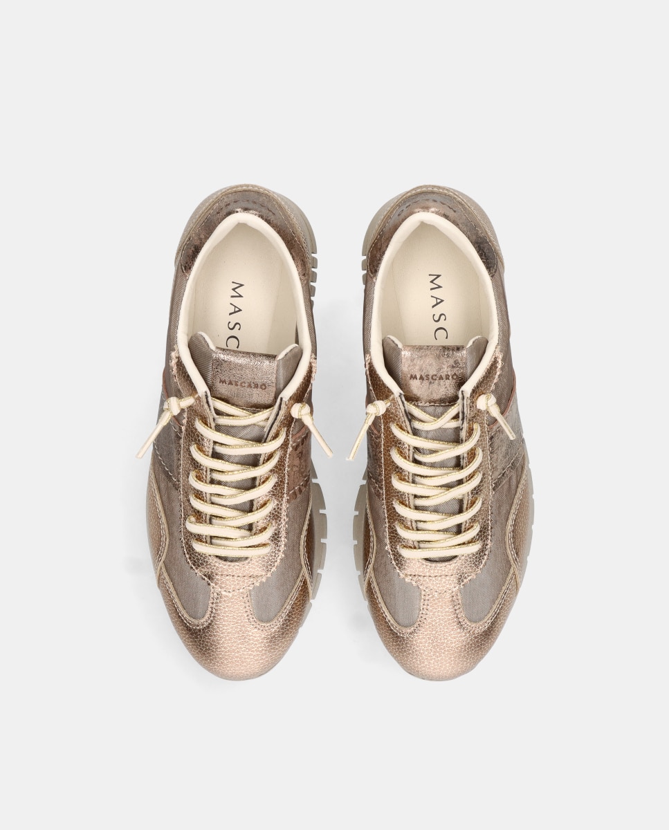 Sneakers Galia em Pele Ouro-3