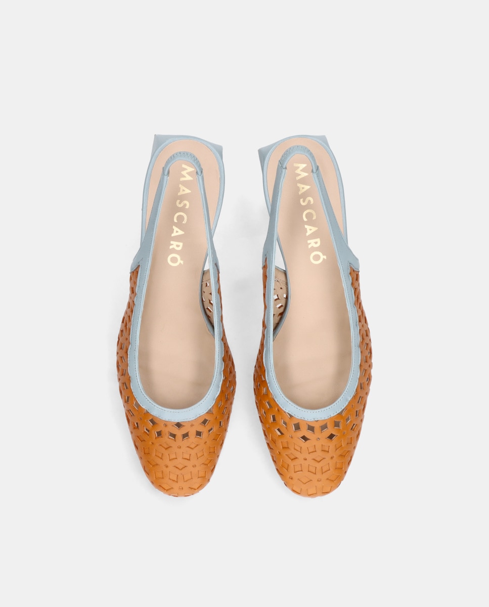 Sapatos de Salto Freja em Napa Suave Laranja / Cinzento-3