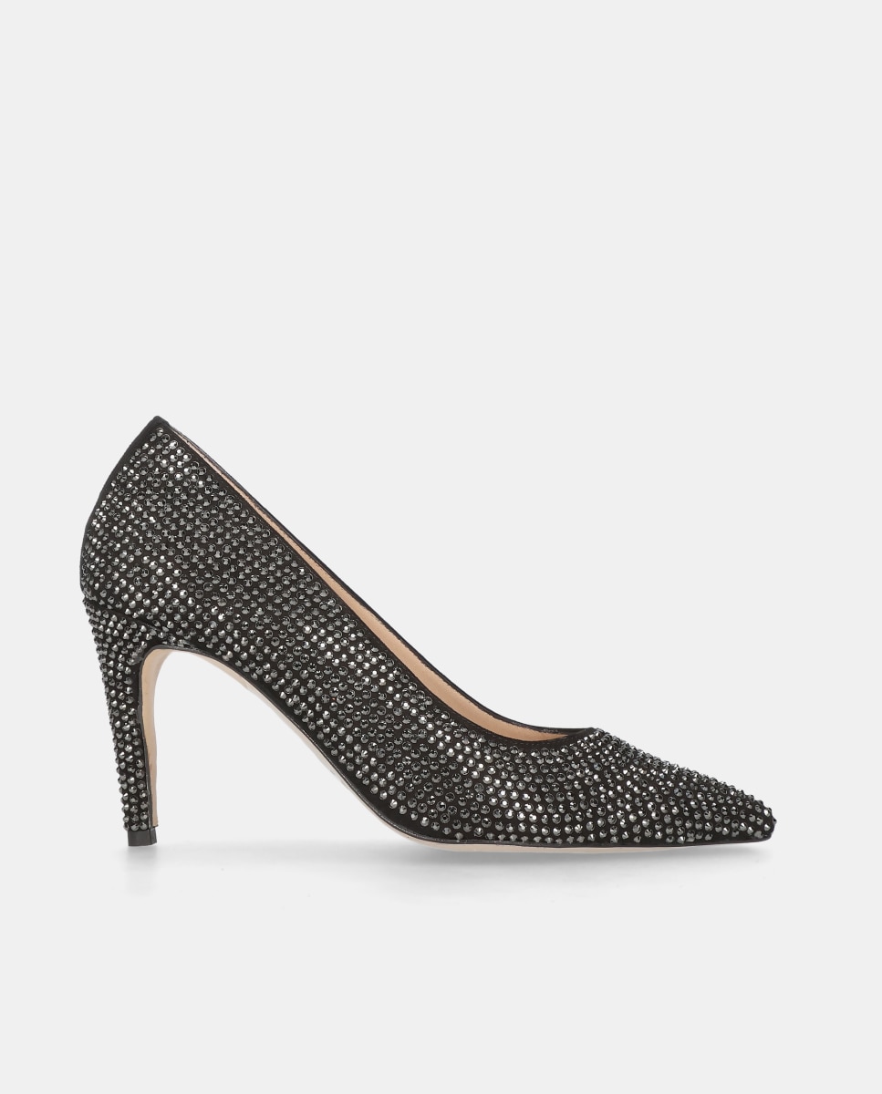 Imagem 0 de Sapatos de Salto Alya em Camurça com Strass