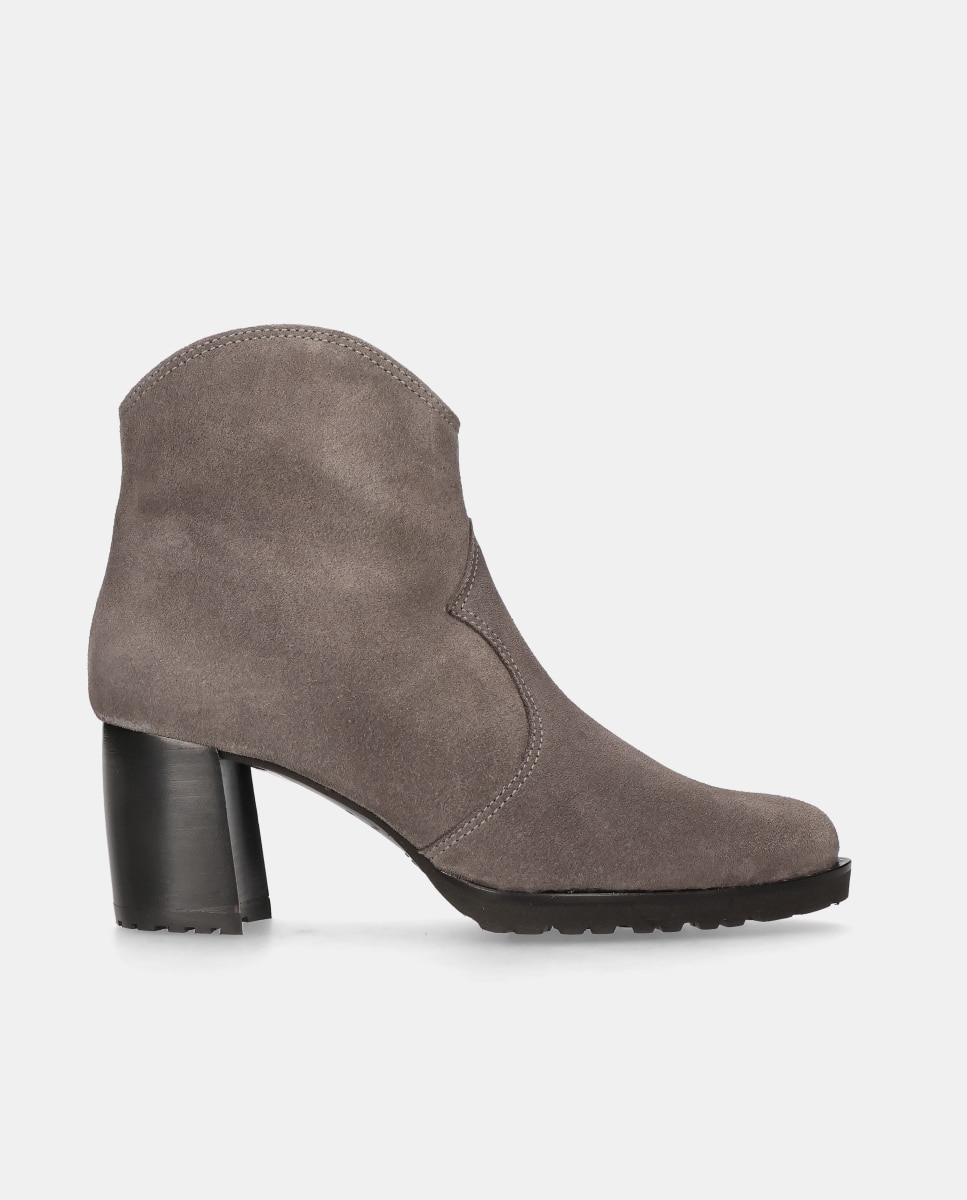 Botins Palermo em Camurça com Fecho Zip Cinzento-1