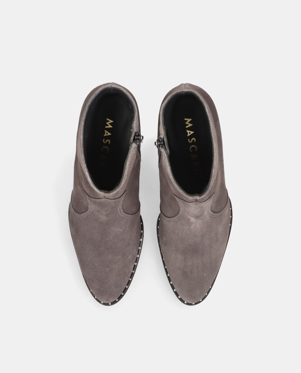 Botins Palermo em Camurça com Fecho Zip Cinzento-3