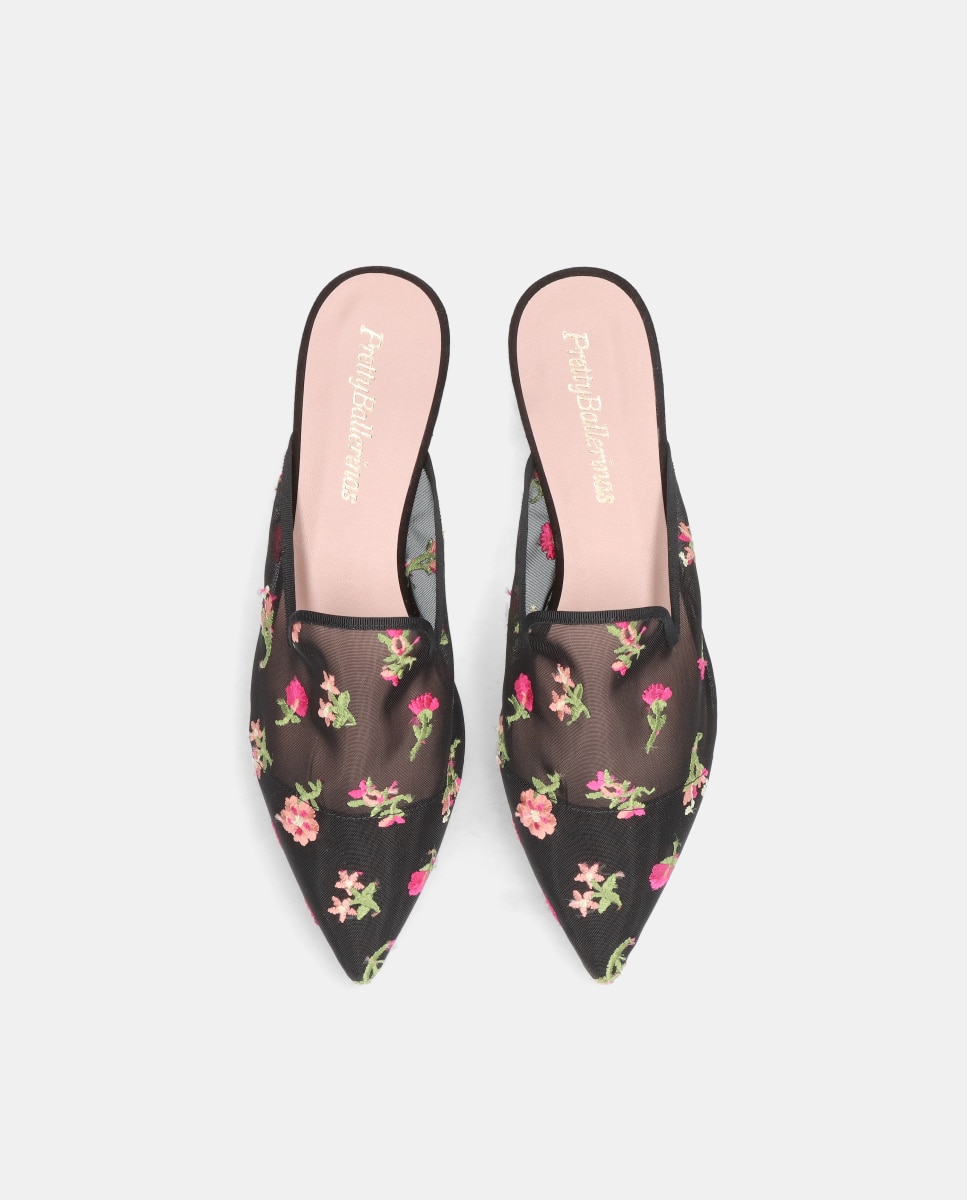 Mules Ella em Rede com Flores Preto-3