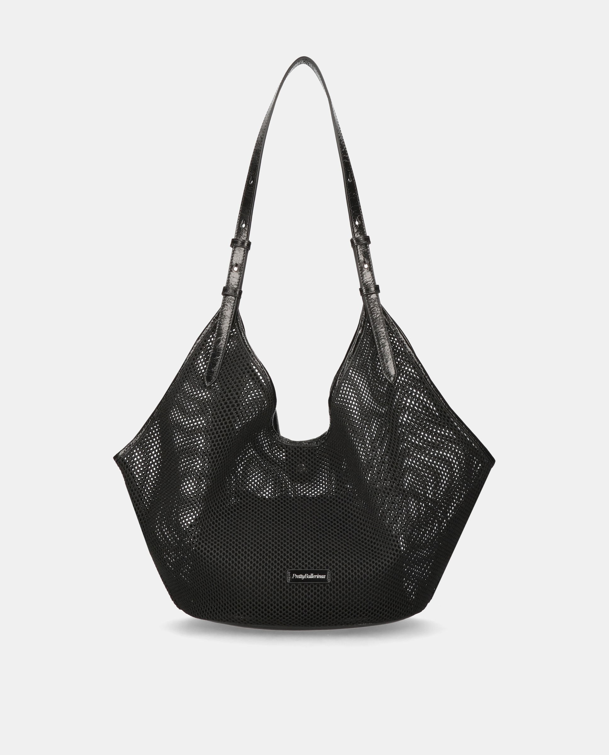 Mala Shopper em Tecido de Rede Preto-1