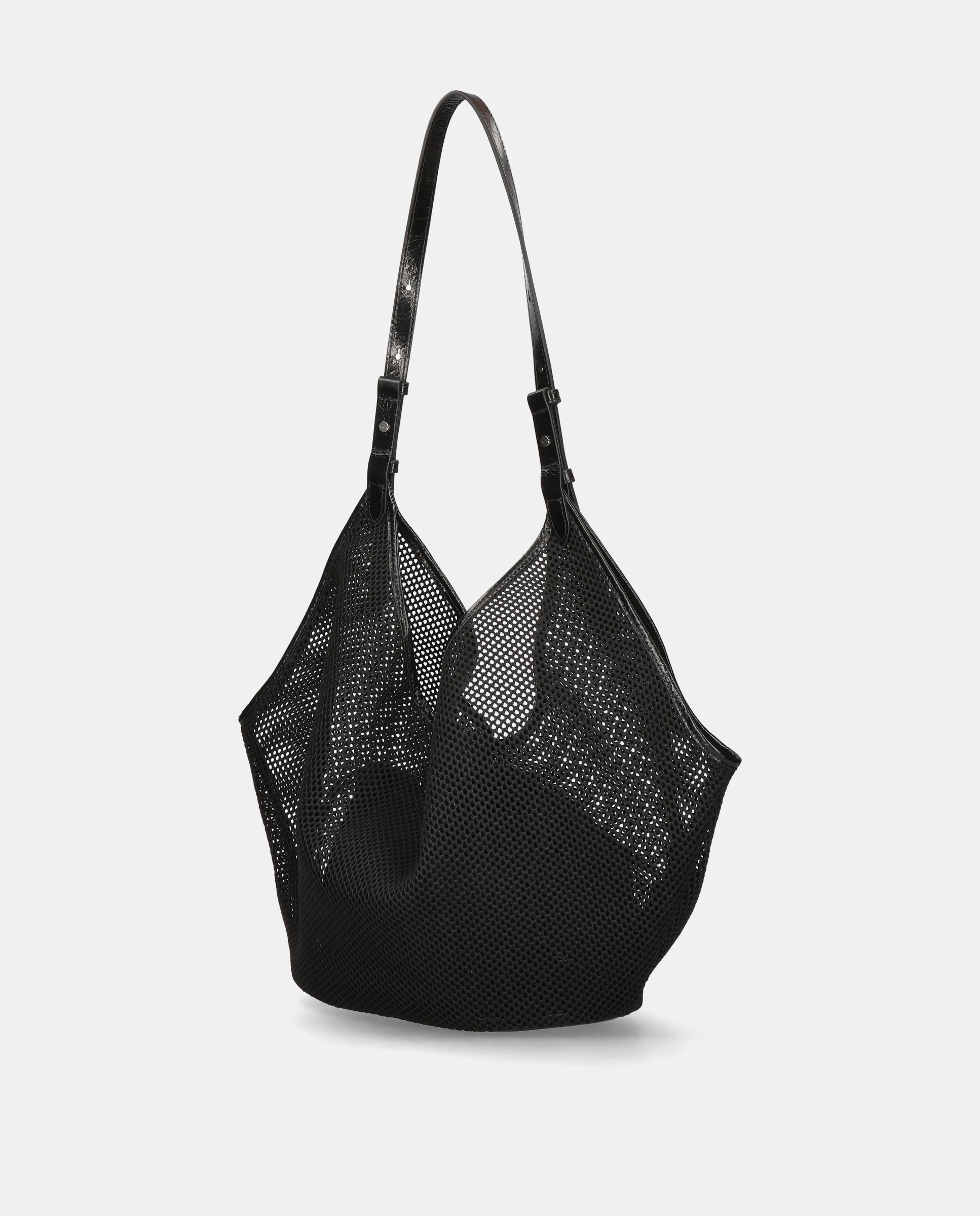 Mala Shopper em Tecido de Rede Preto-2