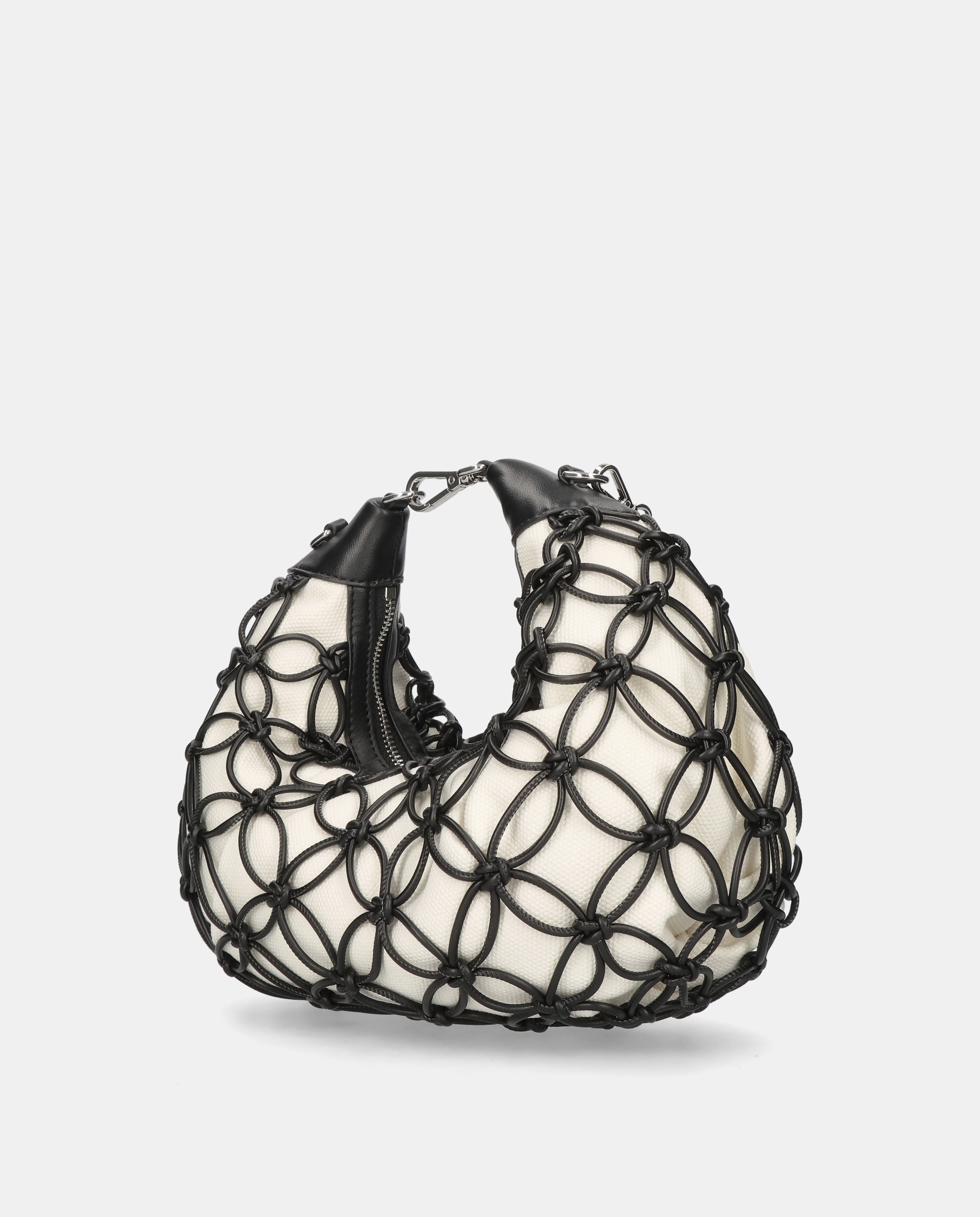 Mala Ballerina Bag em Pele e Tecido Preto-2