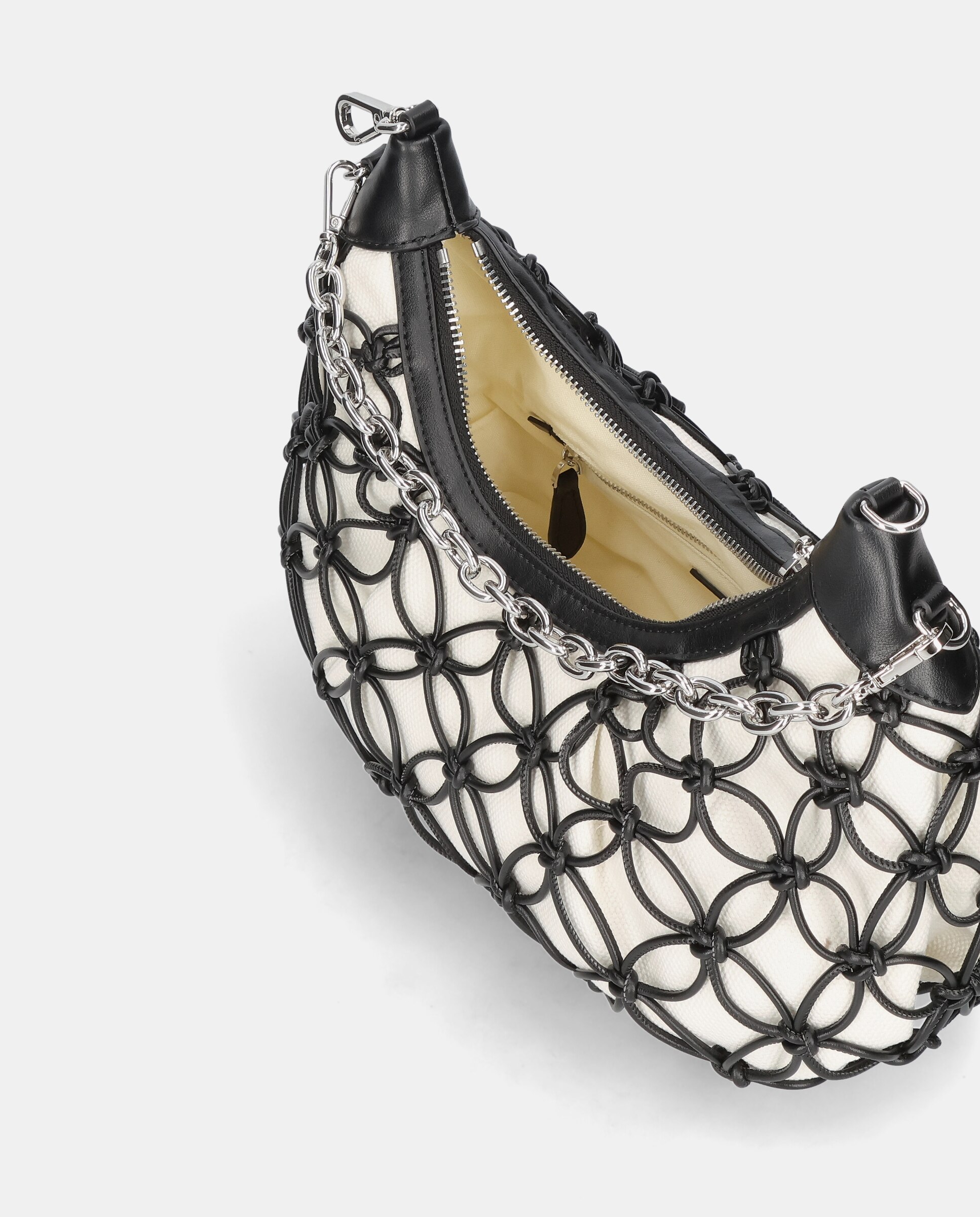 Mala Ballerina Bag em Pele e Tecido Preto-3