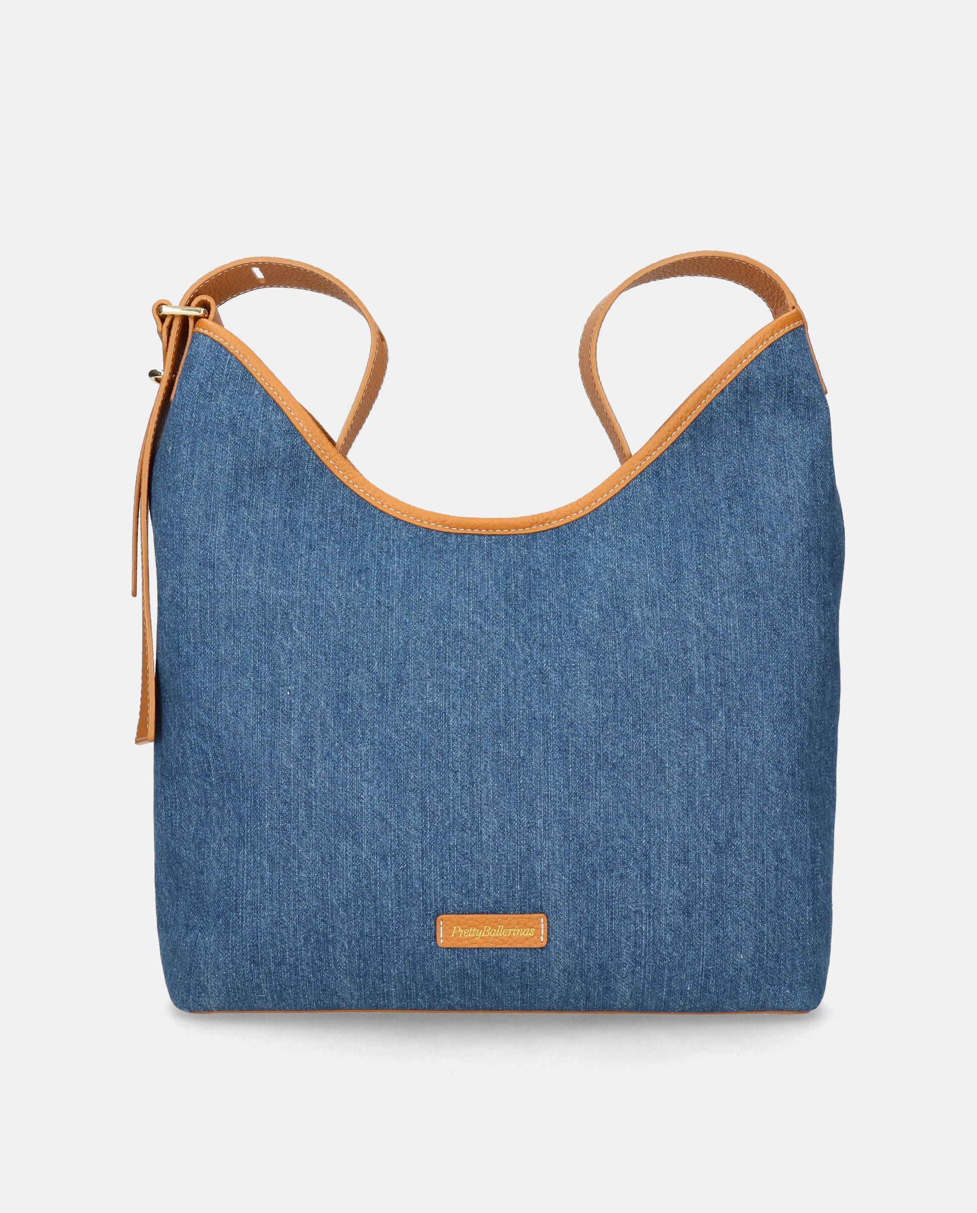 Imagem 0 de Mala Hobo em Denim e Pele