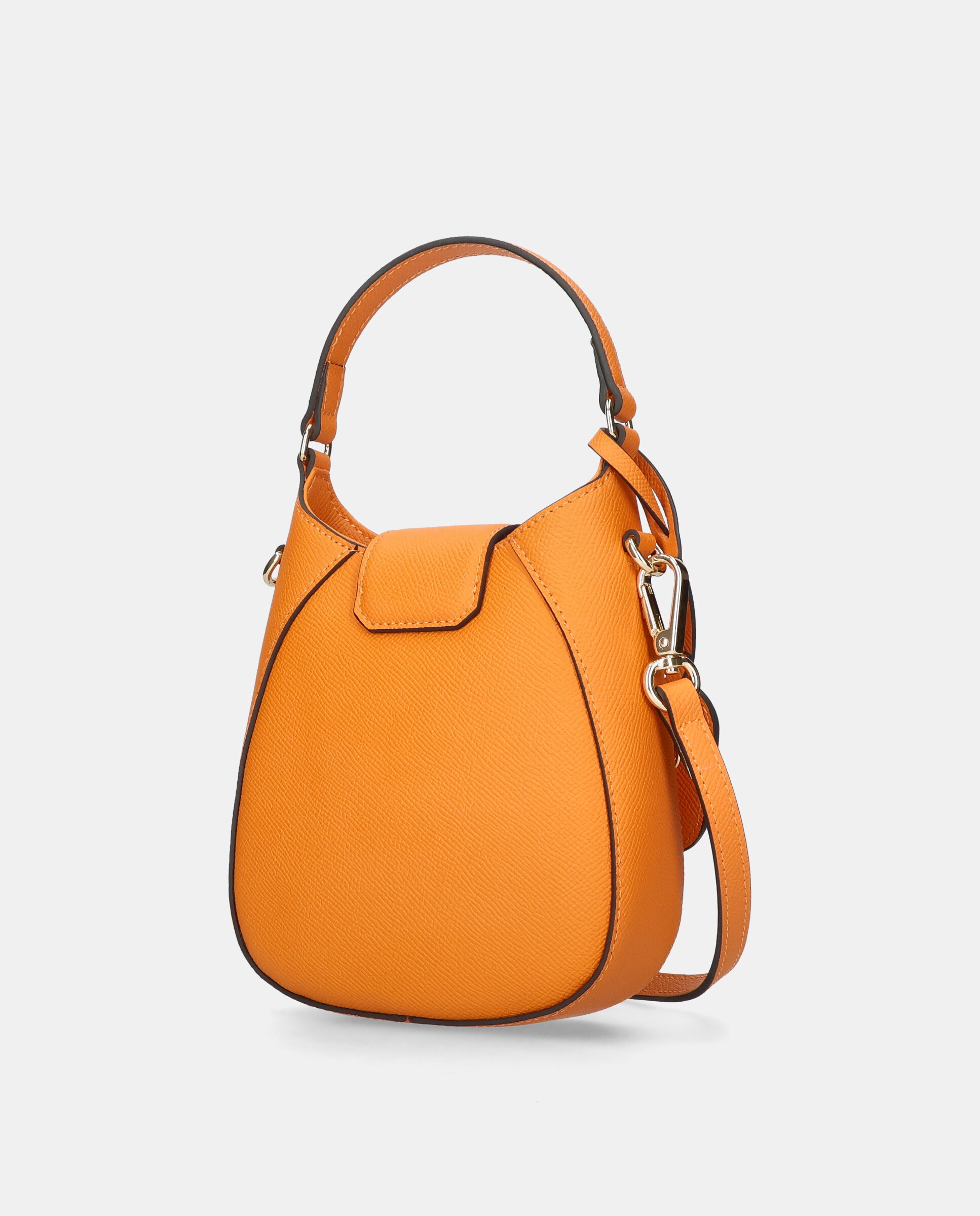 Mala Mini em Pele com Alça Ajustável Laranja-2