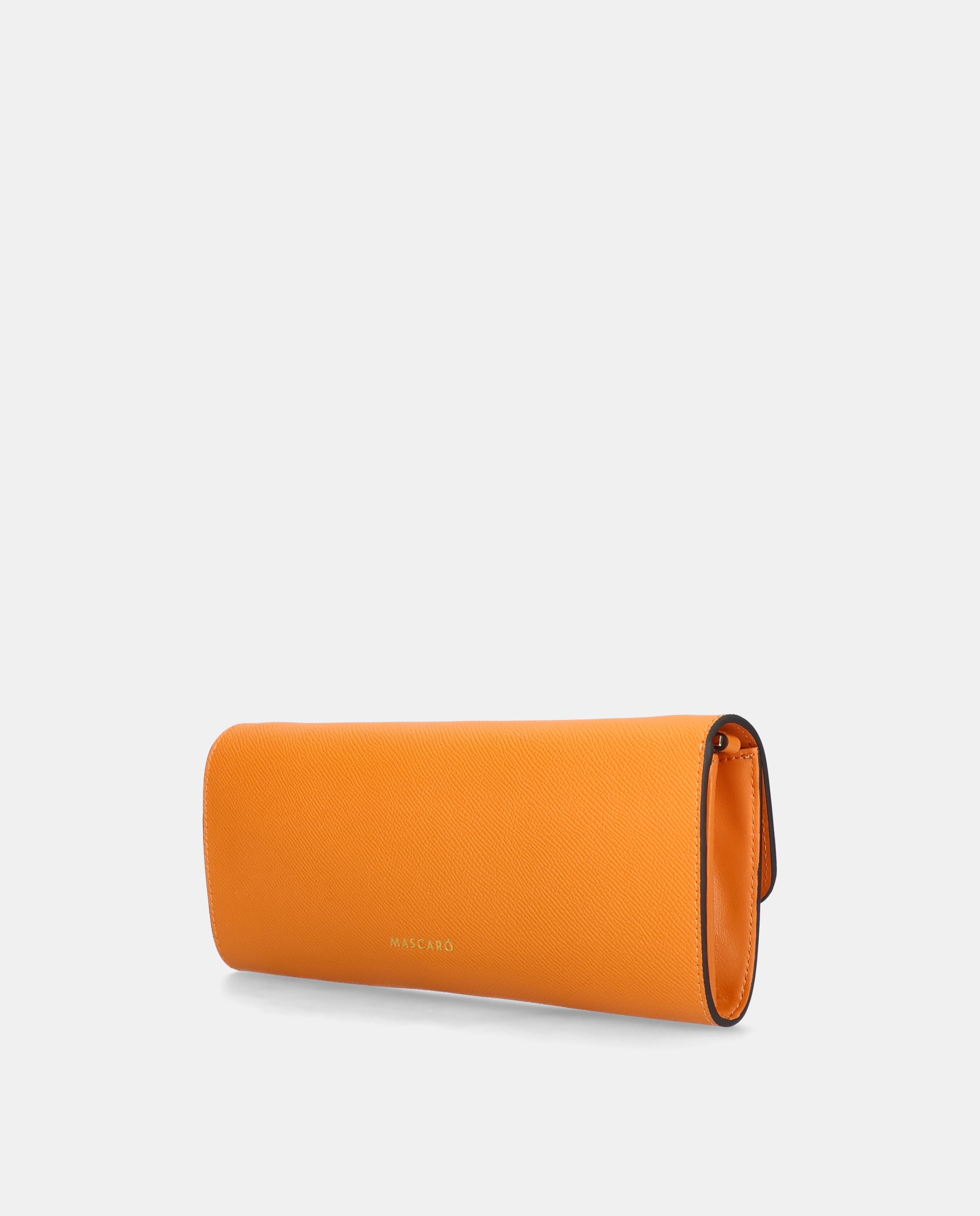 Carteira de Mão em Pele com Corrente para o Ombro Laranja-2