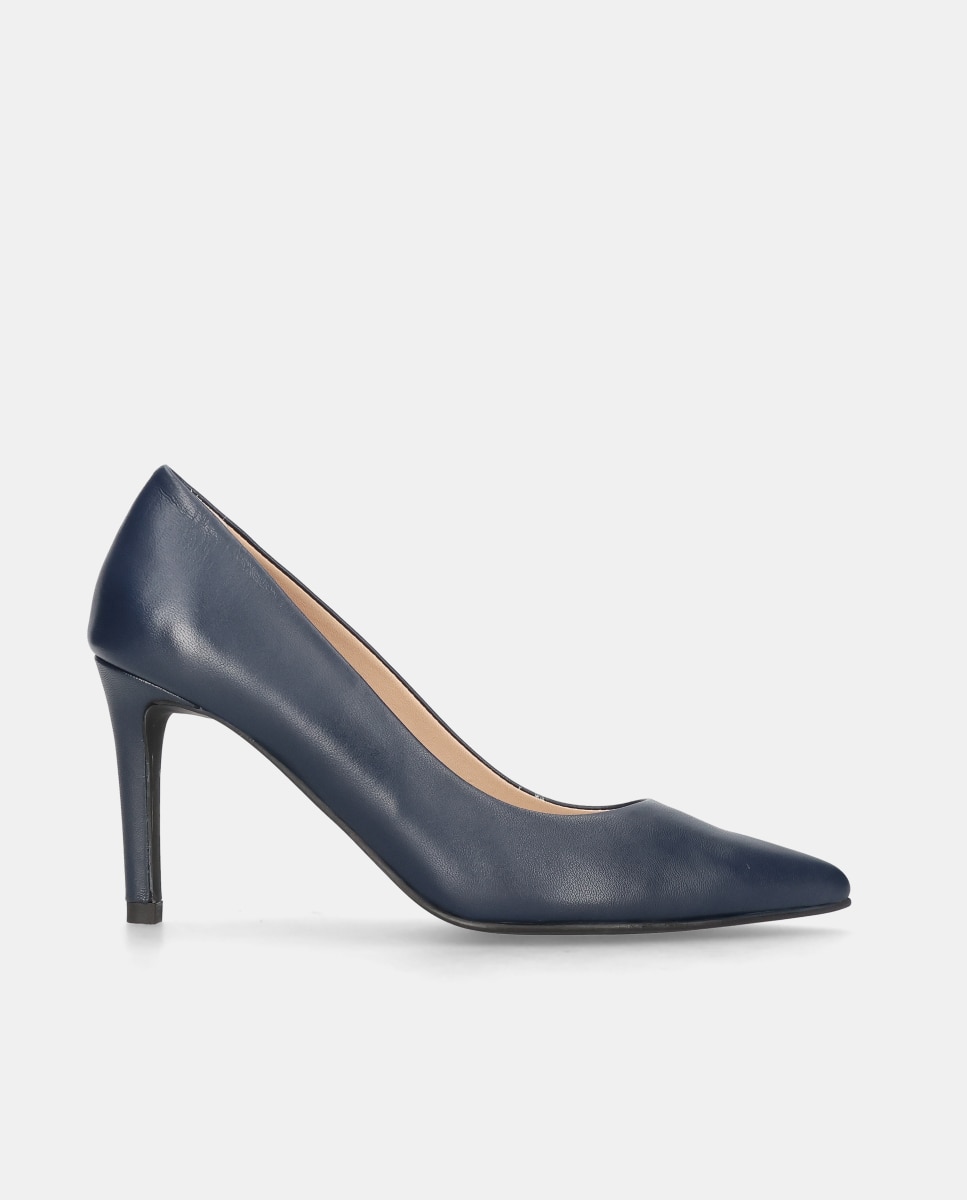 Sapatos de Salto Renata em Napa Azul-marinho-1