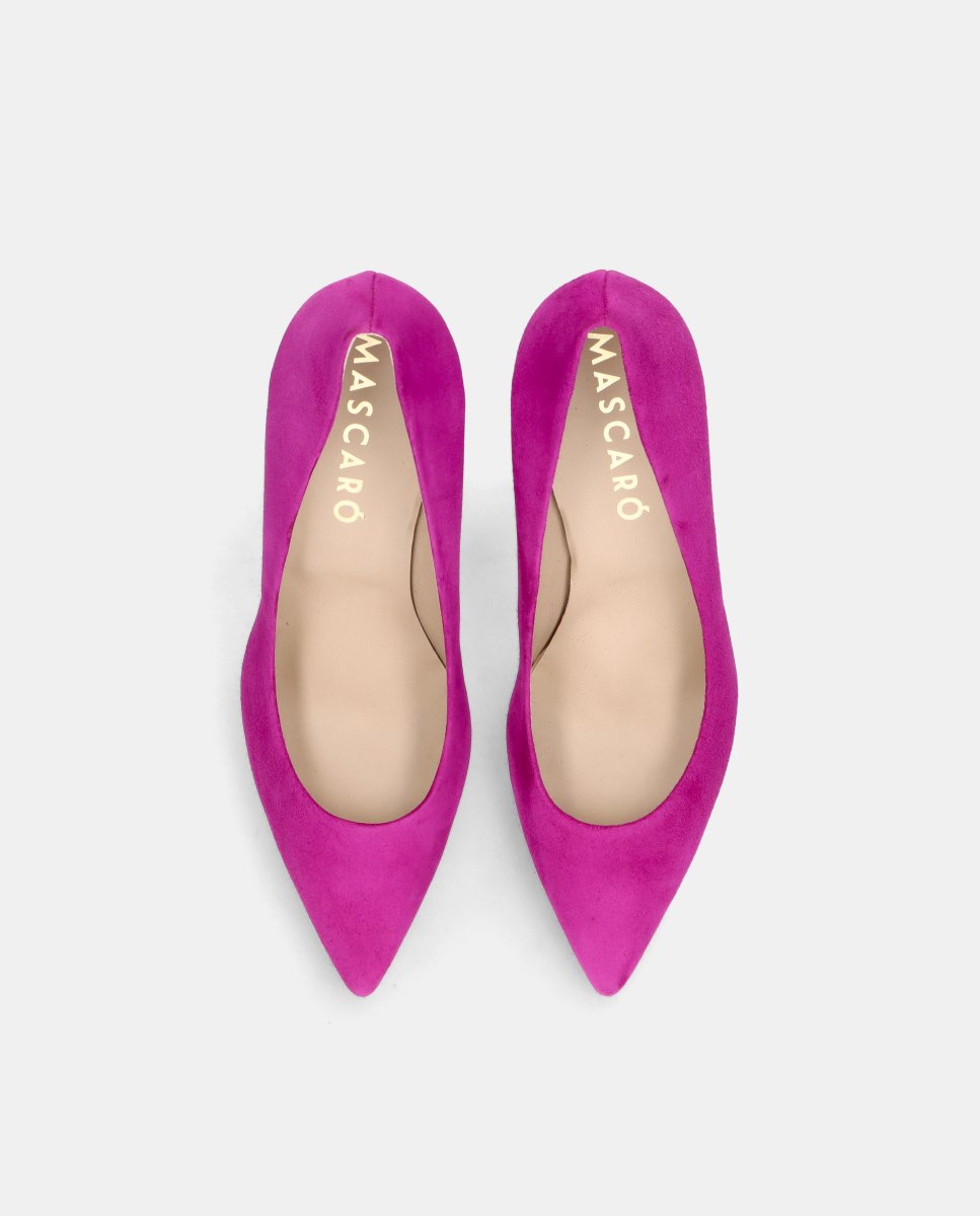 Sapatos de Salto Renata em Camurça Suave Violeta-3