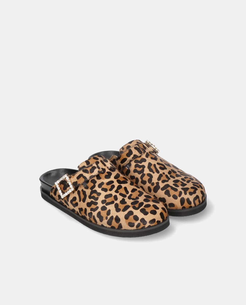 Mules Belle em Pónei com Estampado Leopardo Multicolor-2