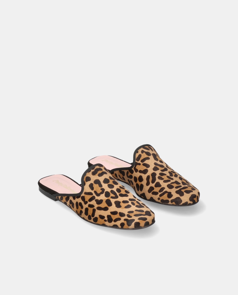 Mules Elara em Pelo Estampado Leopardo Castanho-2