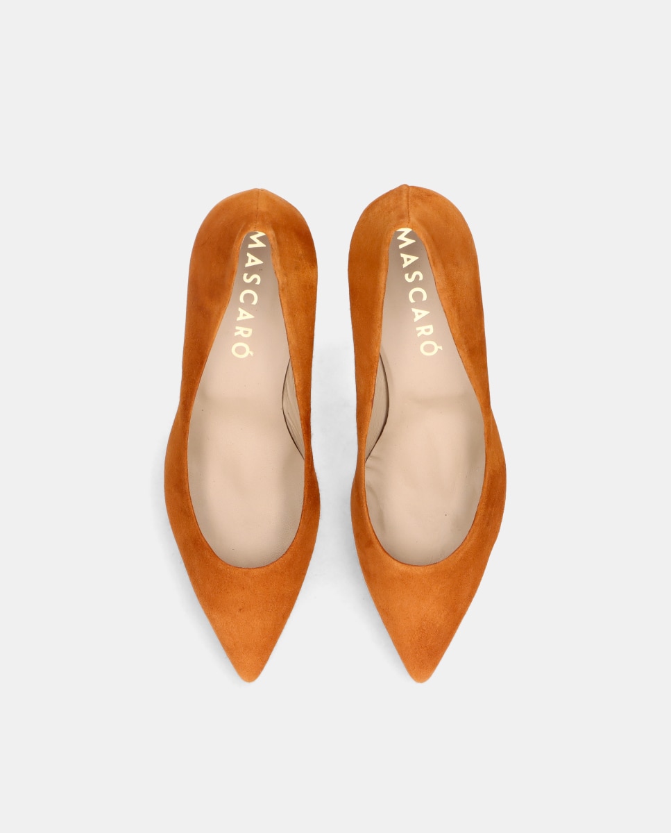 Sapatos de Salto Renata em Camurça Laranja-3