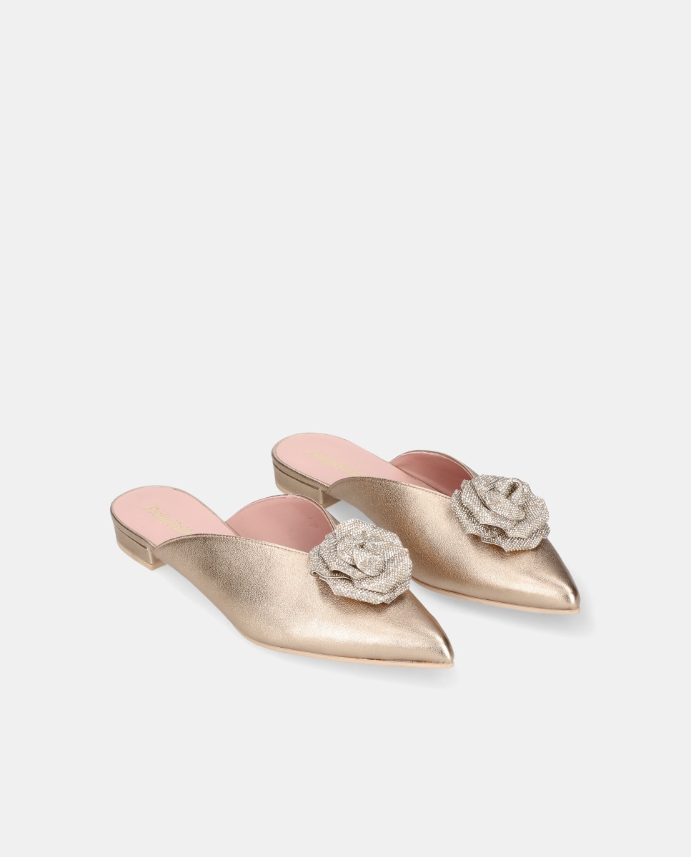 Mules Clementine em Napa Metalizada Ouro-2