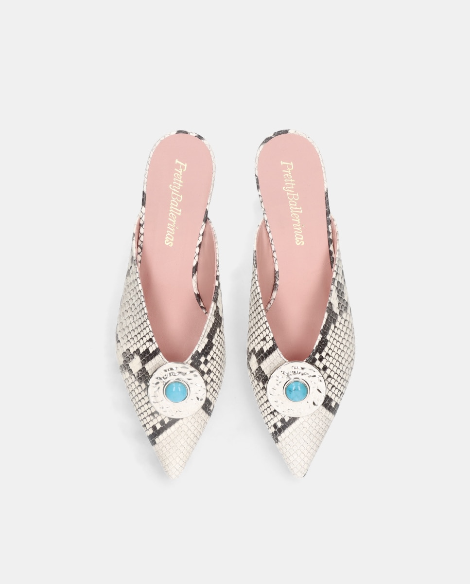 Mules Clementine em Napa com Estampado de Serpente Multicolor-3
