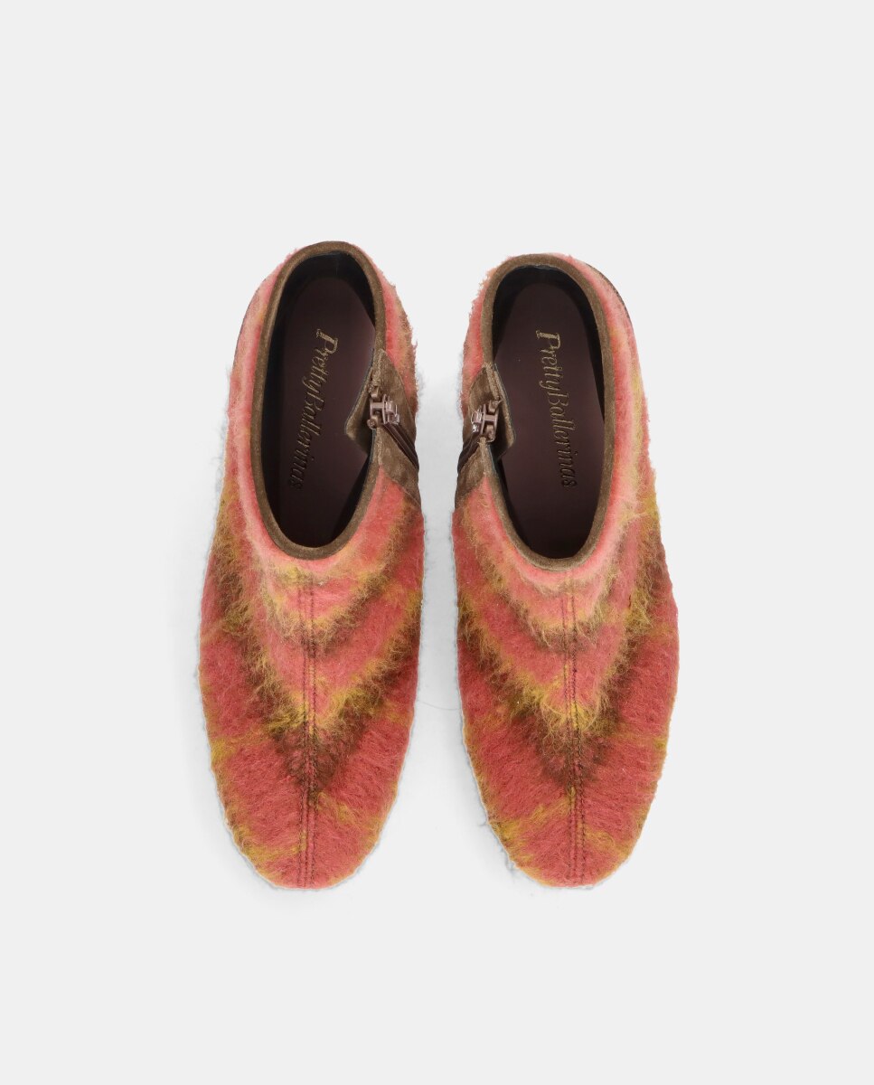 Botins Jendayi em Tecido Efeito Lã Rosa-3