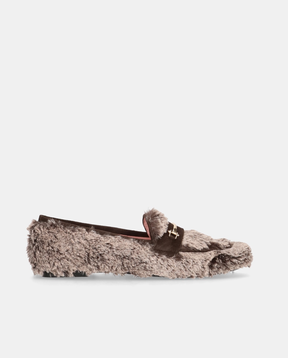 Imagem 0 de Loafers Faye em Tecido Efeito Pelo