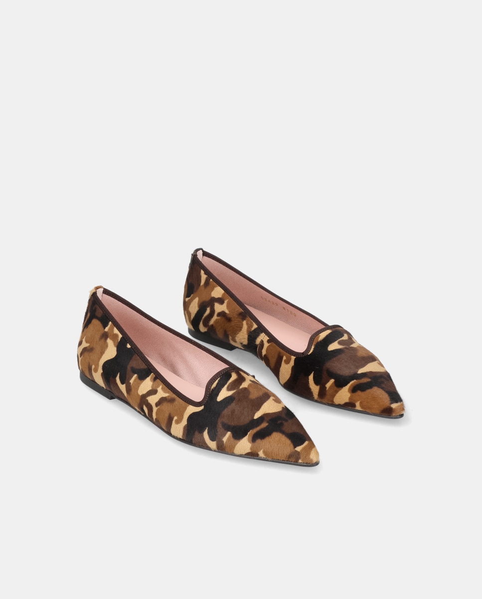 Mocassins Paris em Pelo com Estampado Camuflagem Castanho-2