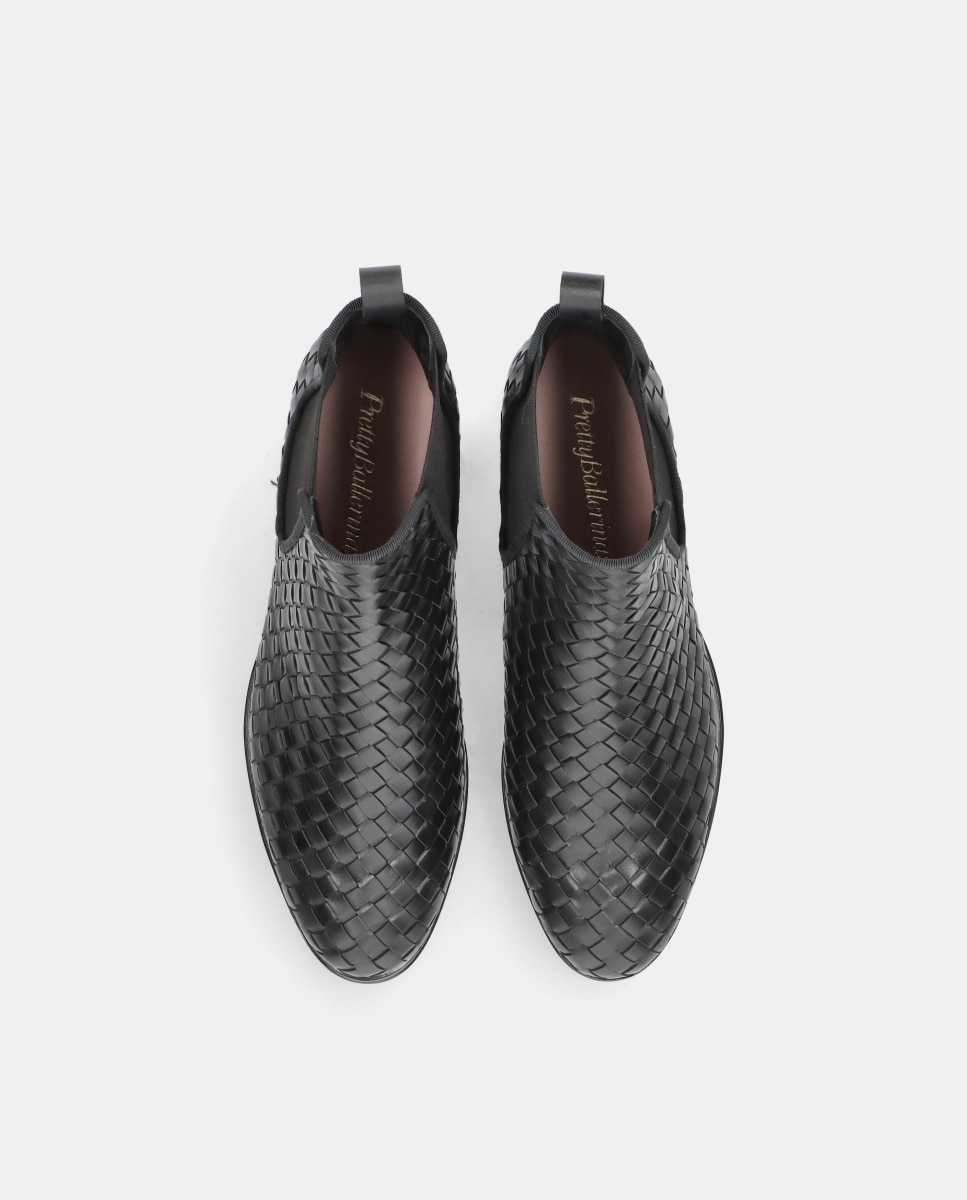 Botins Pat em Napa Entrelaçada Preto-3