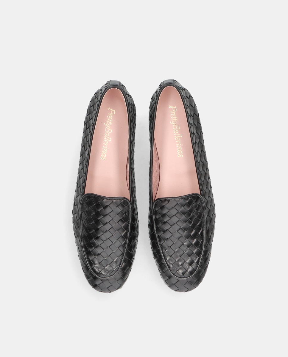 Loafers Faye em Napa Entrelaçada Preto-3