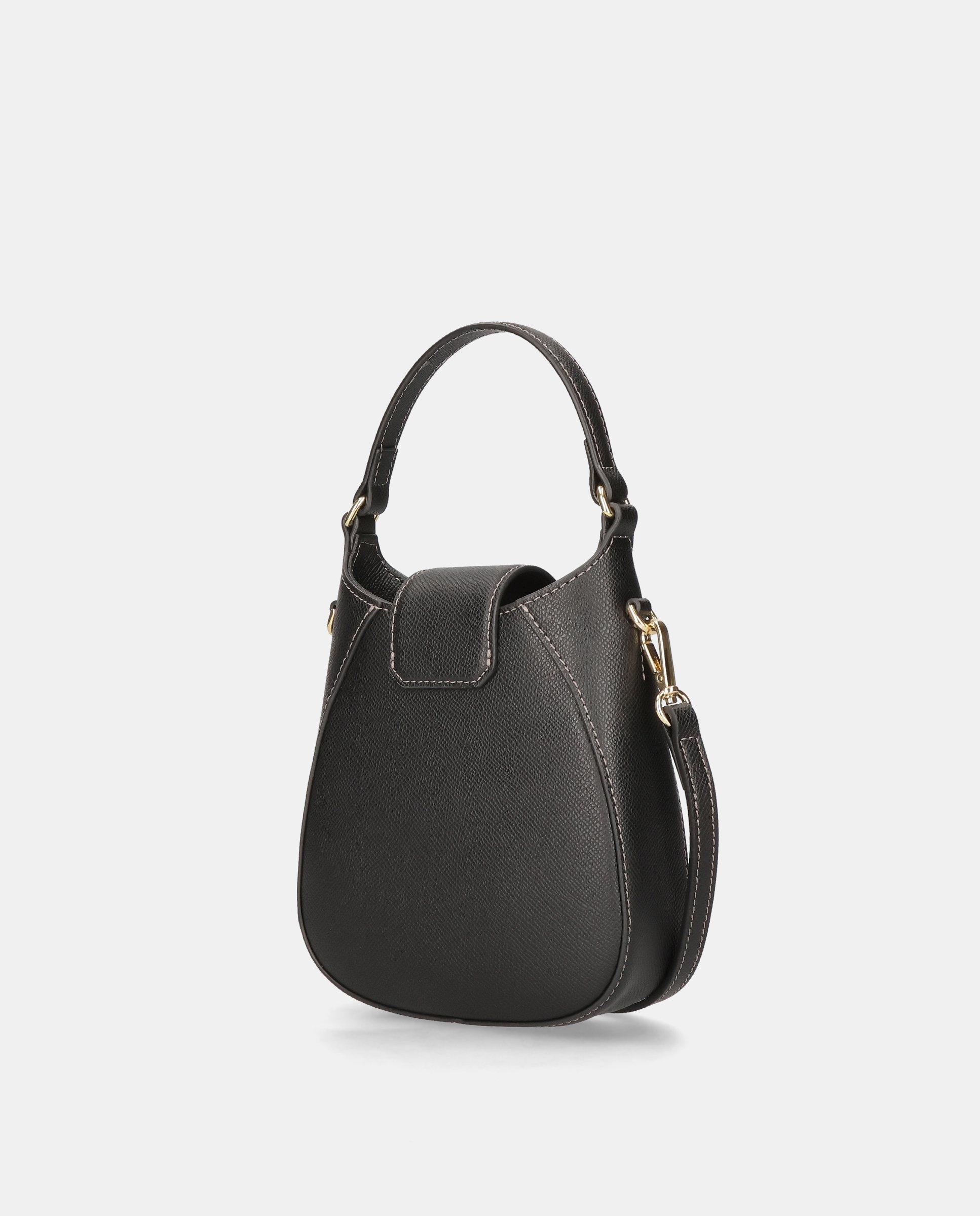 Mala Mini em Pele com Alça Ajustável Preto-2