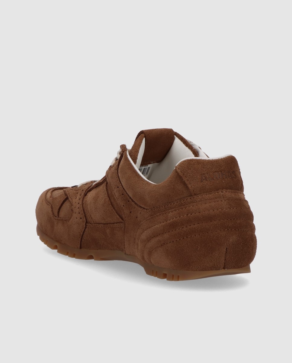 Sapatilhas Baixas de Camurça com Painéis Sobrepostos Castanho-4