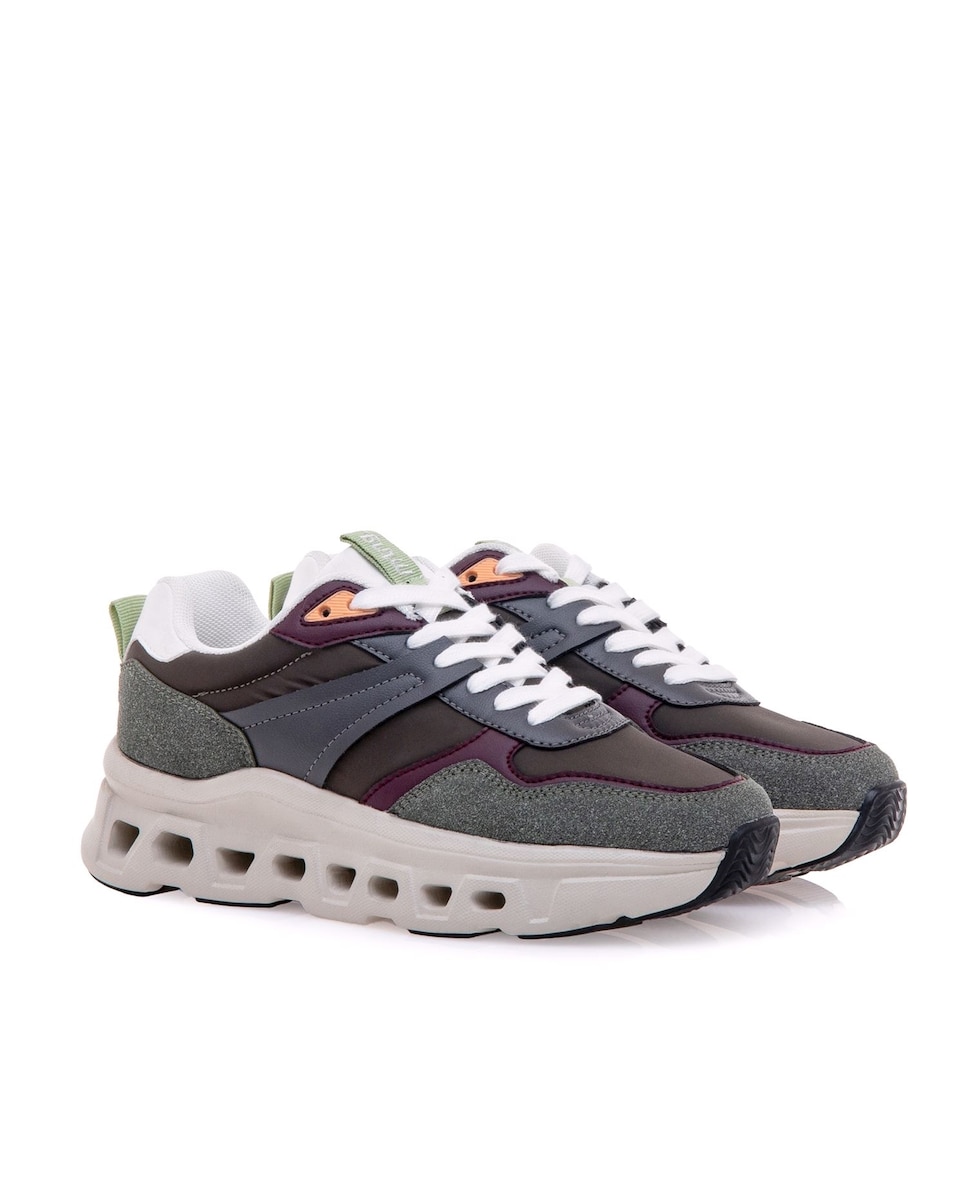 Sapatilhas Desportivas Combinadas com Sola Volumosa Cinzento-2