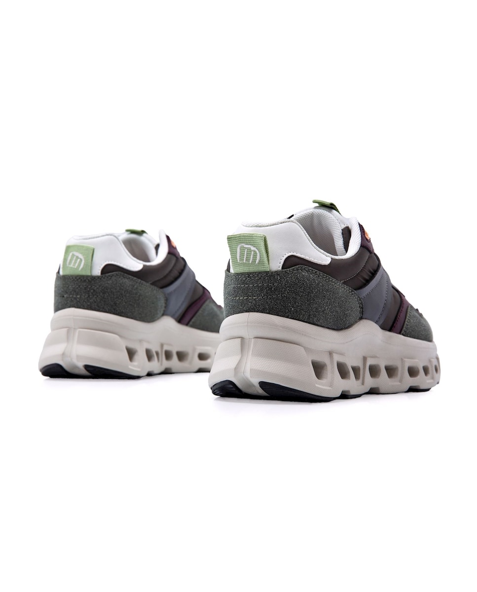 Sapatilhas Desportivas Combinadas com Sola Volumosa Cinzento-4