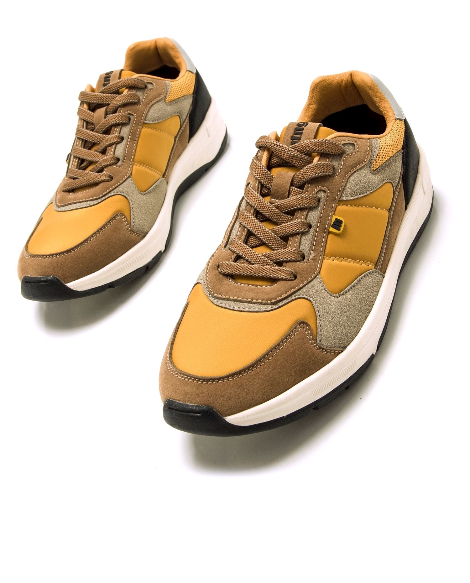 Sapatilhas Desportivas em Tecido com Piso Grosso Cinzento / Amarelo-2