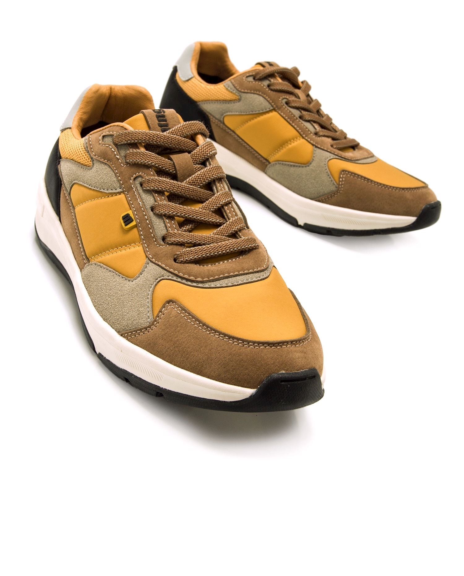 Sapatilhas Desportivas em Tecido com Piso Grosso Cinzento / Amarelo-4