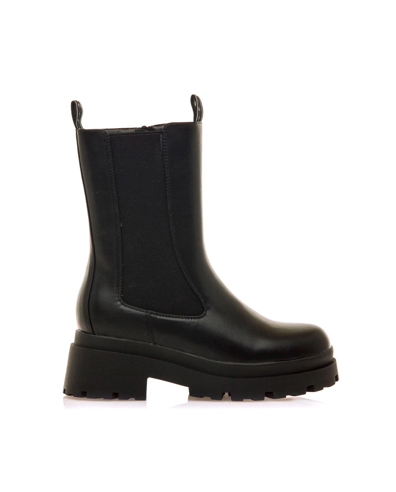 Botins Estilo Biker com Piso Grosso Preto-1