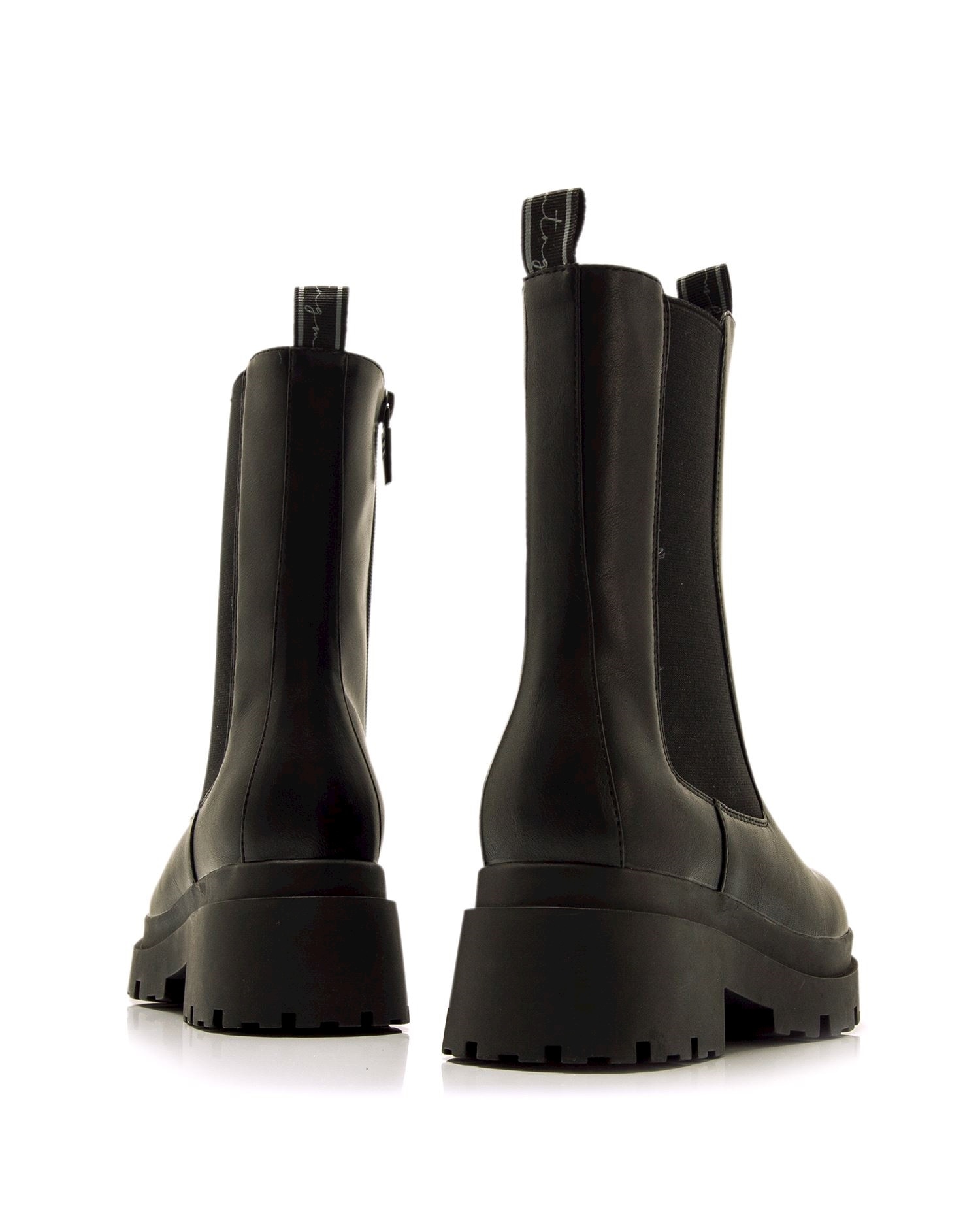 Botins Estilo Biker com Piso Grosso Preto-3